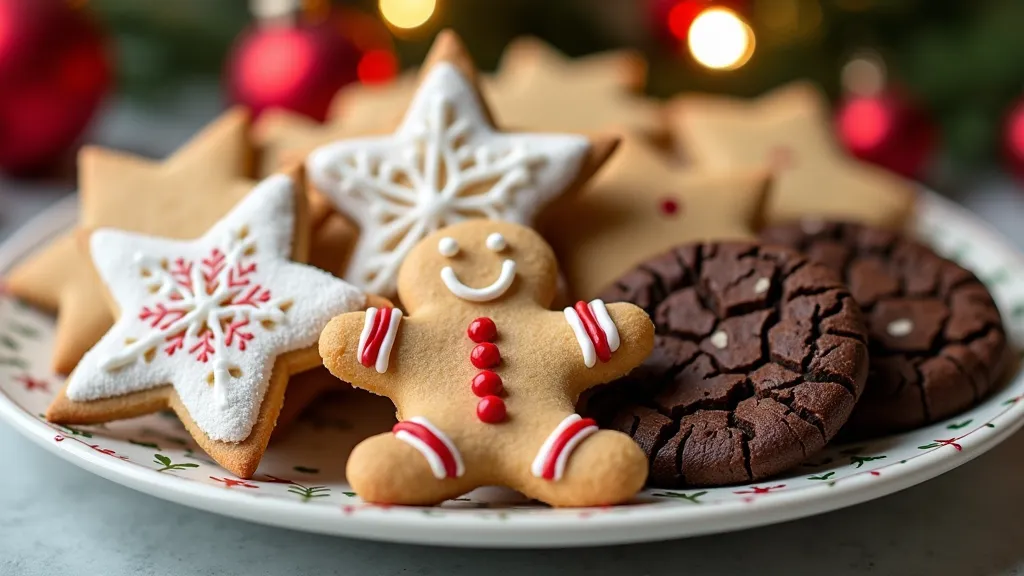 Delicious Christmas cookie recipes displayed on a festive plate.